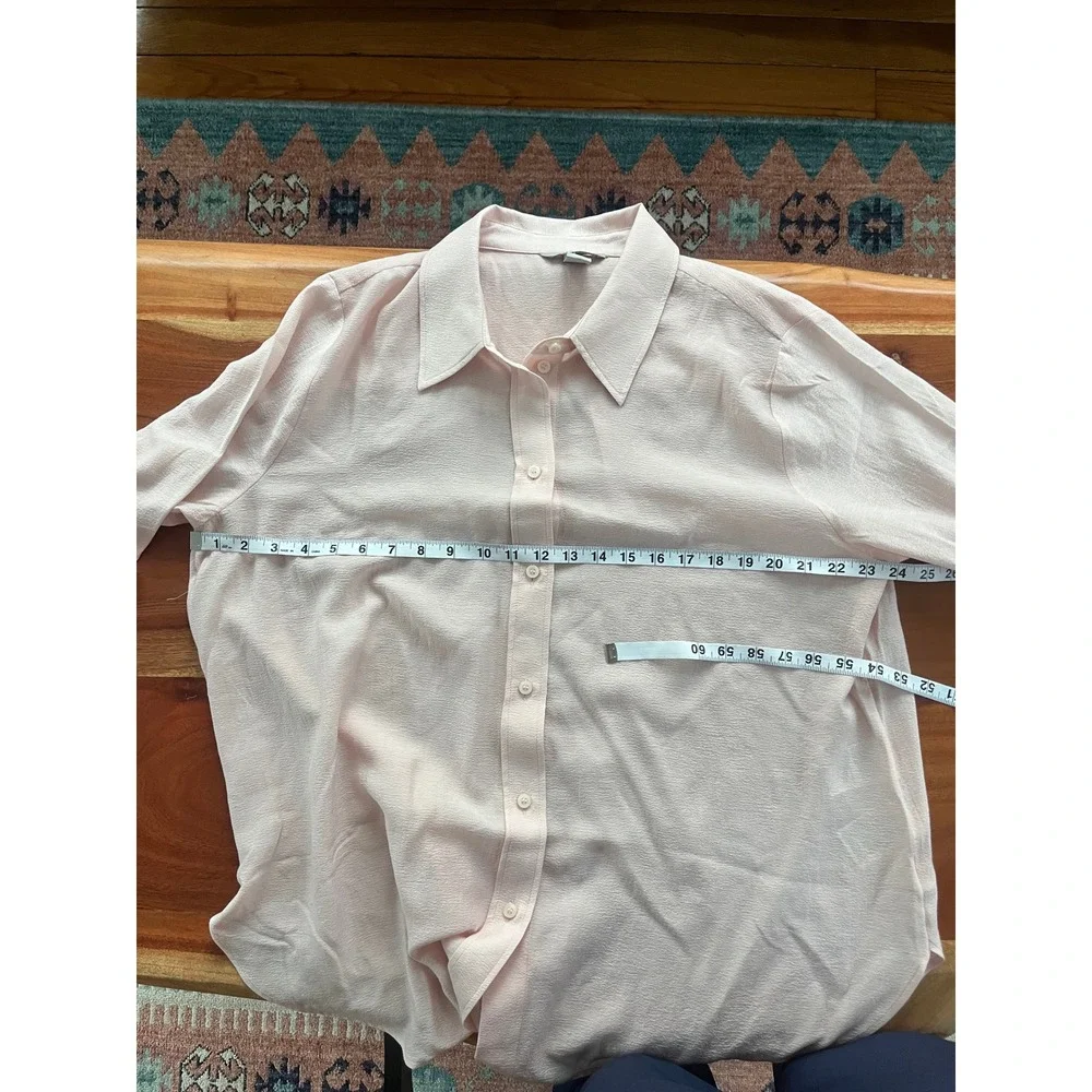 H&M Pink Textured Long Sleeve Collared Button Up Shirt Womens XL - Picture 4 of 5